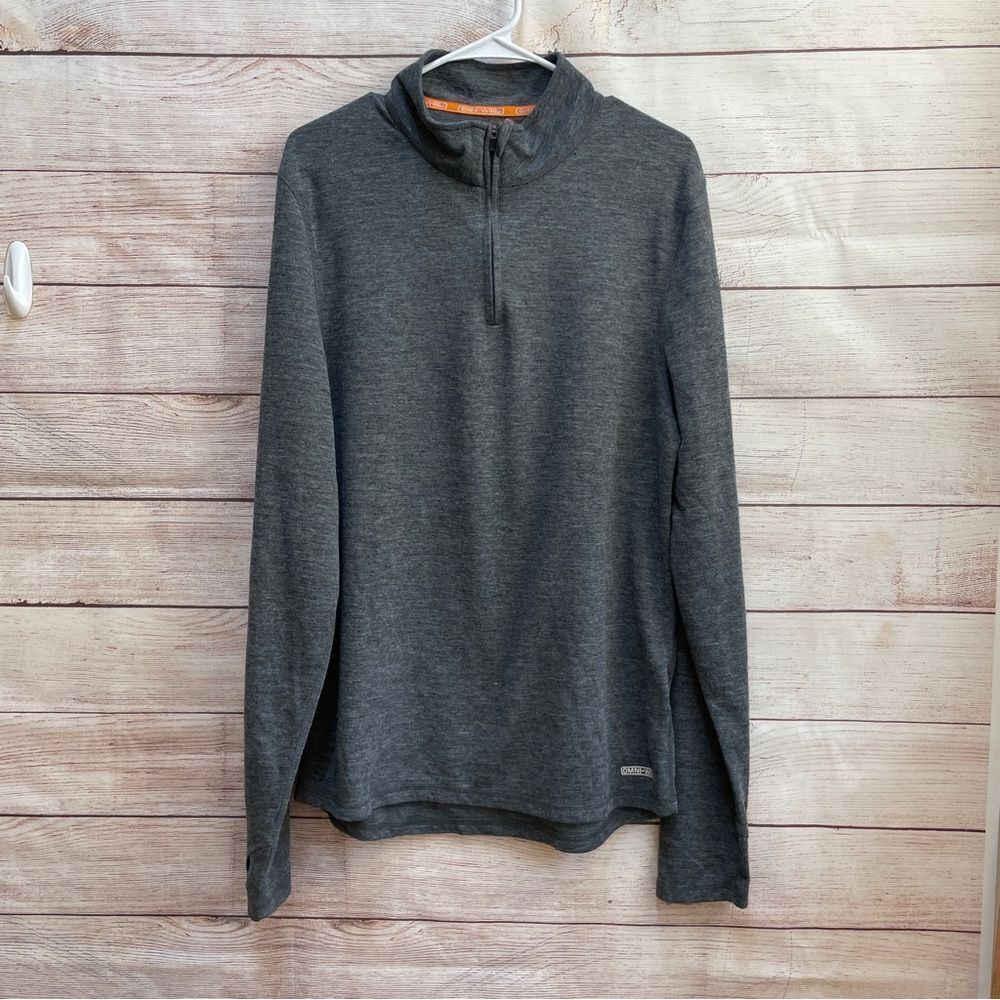 OMNI-WOOL‎ QUARTER ZIP WOOL BLEND PULLOVER IN GRAY